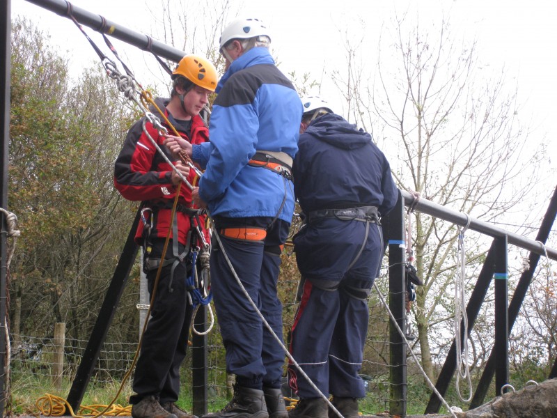 Oli, Spud and Andrew preparing to abseil 30th October 2012