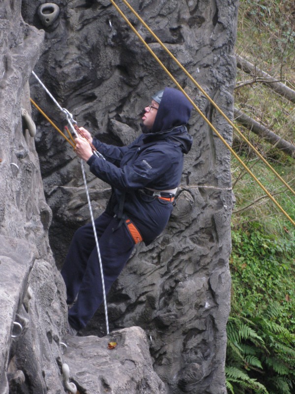 James on his way up the wall