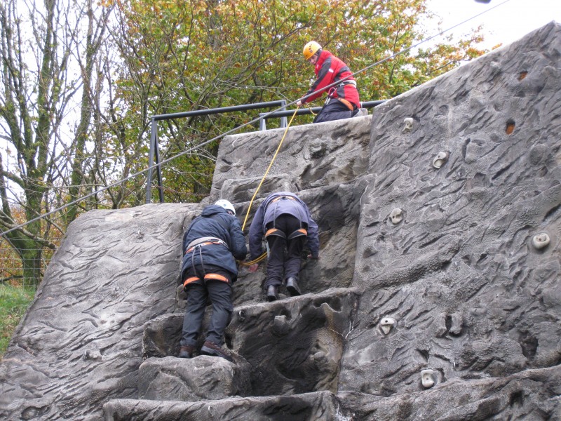 Babs and June rock climbing