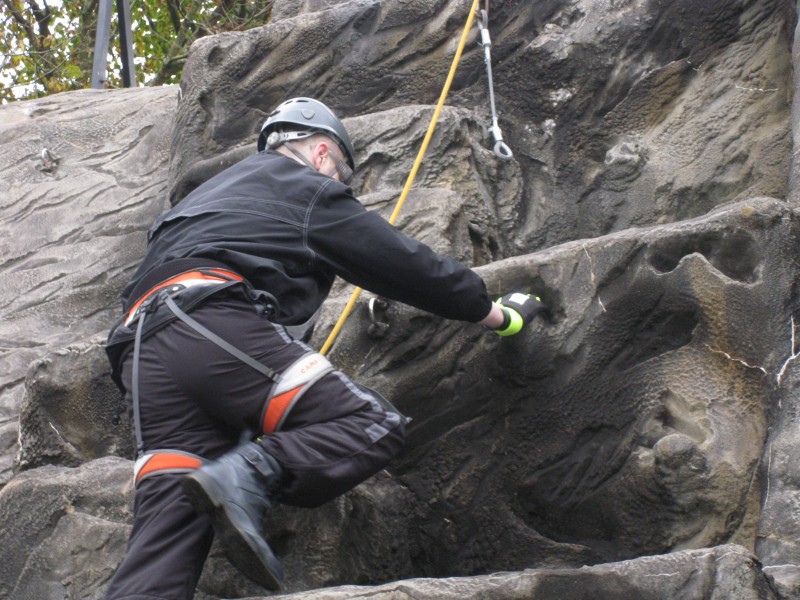 Nick rock climbing