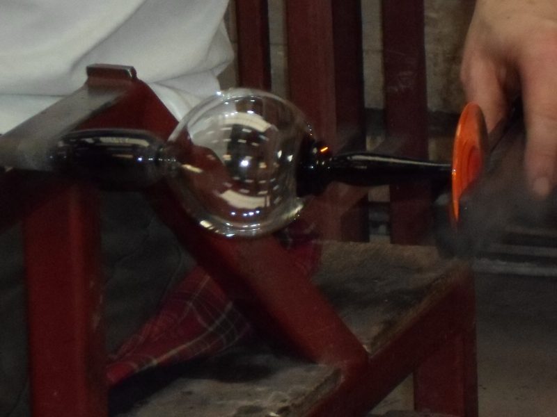 Glass being turned