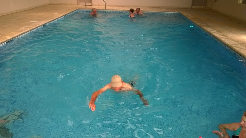 Harry swimming, Spud, Graham &amp; Jean near the steps