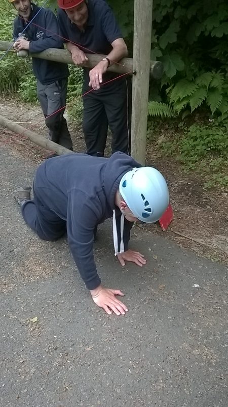 James on the challenge course. He had to pass from one end to other without touching the coloured strings. If he did Alun's Hippopotamus went quack quack. There were lots of quacks!!!