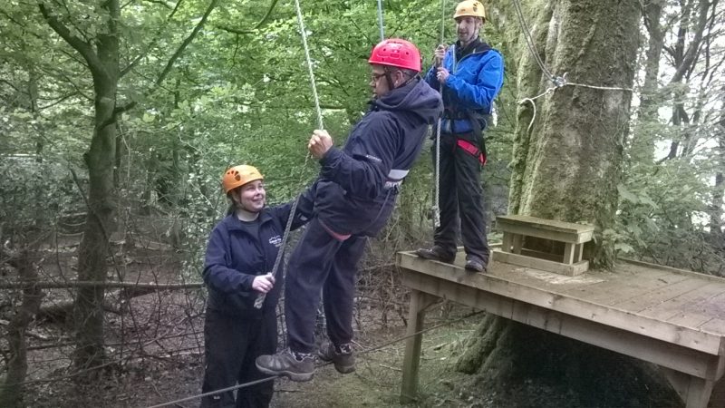 Charlotte and Alun helping James once he was on the low ropes.