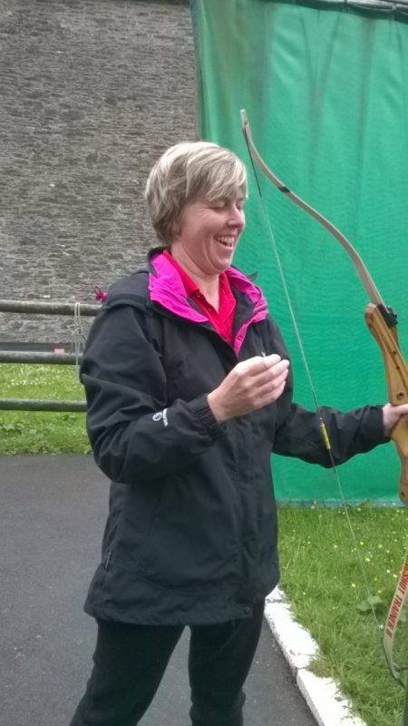 Su after completing her archery. Doesn't she look happy!