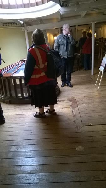 Jayne waling around in First Class on SS Great Britain