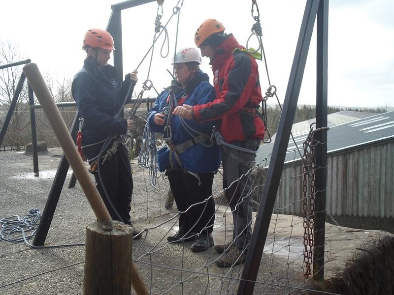 Jayne trying out abseiling. Brave lady!