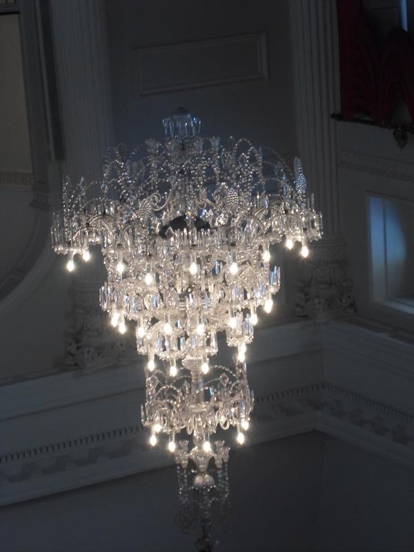 A chandalier in the Pump Room, Bath