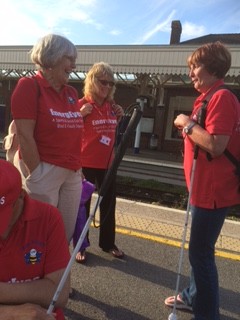 Ann, Aileen and Jean waiting for the service train back to Weston at Taunton