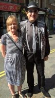 JULIE & JOHN OUTSIDE THE PLAYHOUSE, WESTON-SUPER-MARE FOR THE OUR HOUSE MUSICAL, SATURDAY 2ND SEPTEMBER 2017