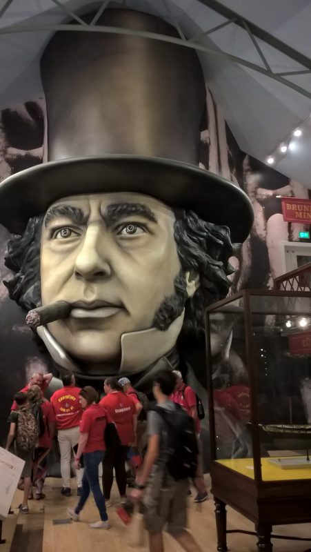 An eight-metre high head of Isambard Kingdom Brunel at one end of the gallery in the museum Being Brunel.