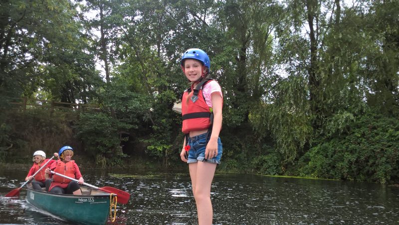 HOLLY STOOD IN THE CANOE DOING HEAD, SHOULDERS, KNEES &amp; JUMP. HENCE AILEEN'S LOOK ON HER FACE IN THE NEXTPICTURE.. SCAREY!