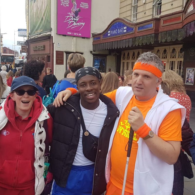 JOY, JAMAL AND JOHN OUTSIDE THE BRISTOL HIPPODROME AFTER THE PERFORMANCE.