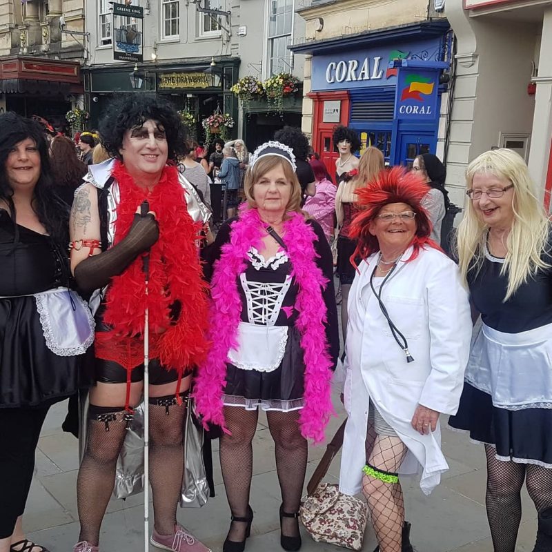 MICHELLE, JOHN, JULIE, JUNE AND VAL OUTSIDE THE BRISTOL HIPPODROME