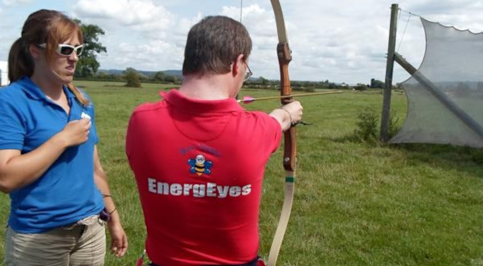 Slideshow: Archery at Hewish, Weston-super-Mare, August 2014. Andrew trying to hit the balloons with advice from Naomi.