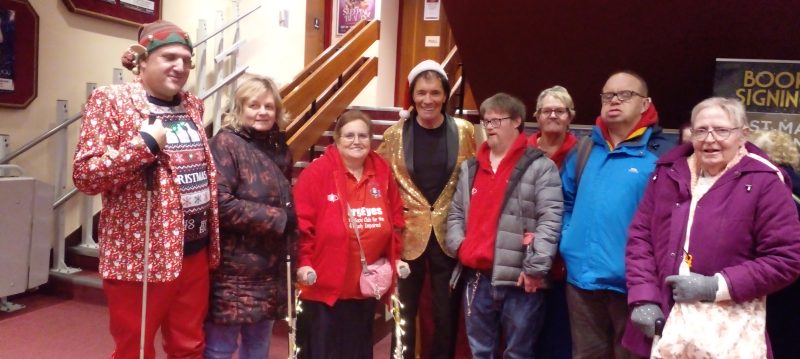 John, Julie, Jayne, Trevor Payne, Andrew, Phyllis, James and Kath in the Foyer at Weston-super-Mare Playhouse